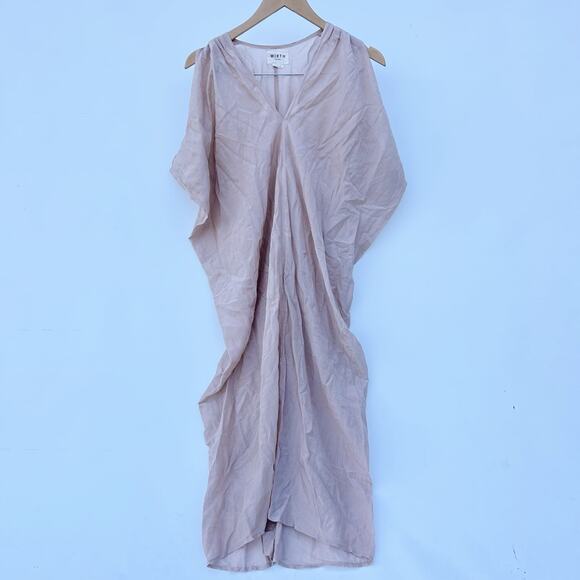Mirth Tunic Dress Small Large Caftan Kaftan Pale Pink Oversized Cotton Light - Picture 1 of 7